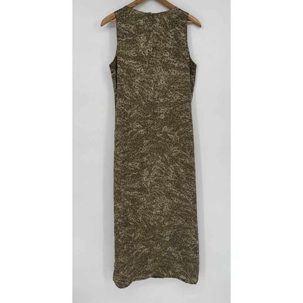 Y2K Old Navy‎ Maxi Dress Sleeveless Leaf Print Green V-Neck Side Slit L/XL - Picture 5 of 7